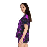 Load image into Gallery viewer, Neon Fireflies and Floral Women&#39;s Short Pajama Set- Cute Women&#39;s Short Pajama Set
