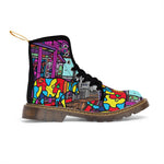 Load image into Gallery viewer, Cow Print Women&#39;s Canvas Boots, Pop Art Cartoon Cow Shoes, Classic Style Boots, Black brown Sole Boot, Rain Boot, Casual Boot, Snow Boot
