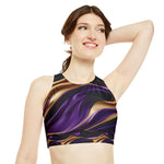 Load image into Gallery viewer, High Neck Crop Bikini Top (AOP)
