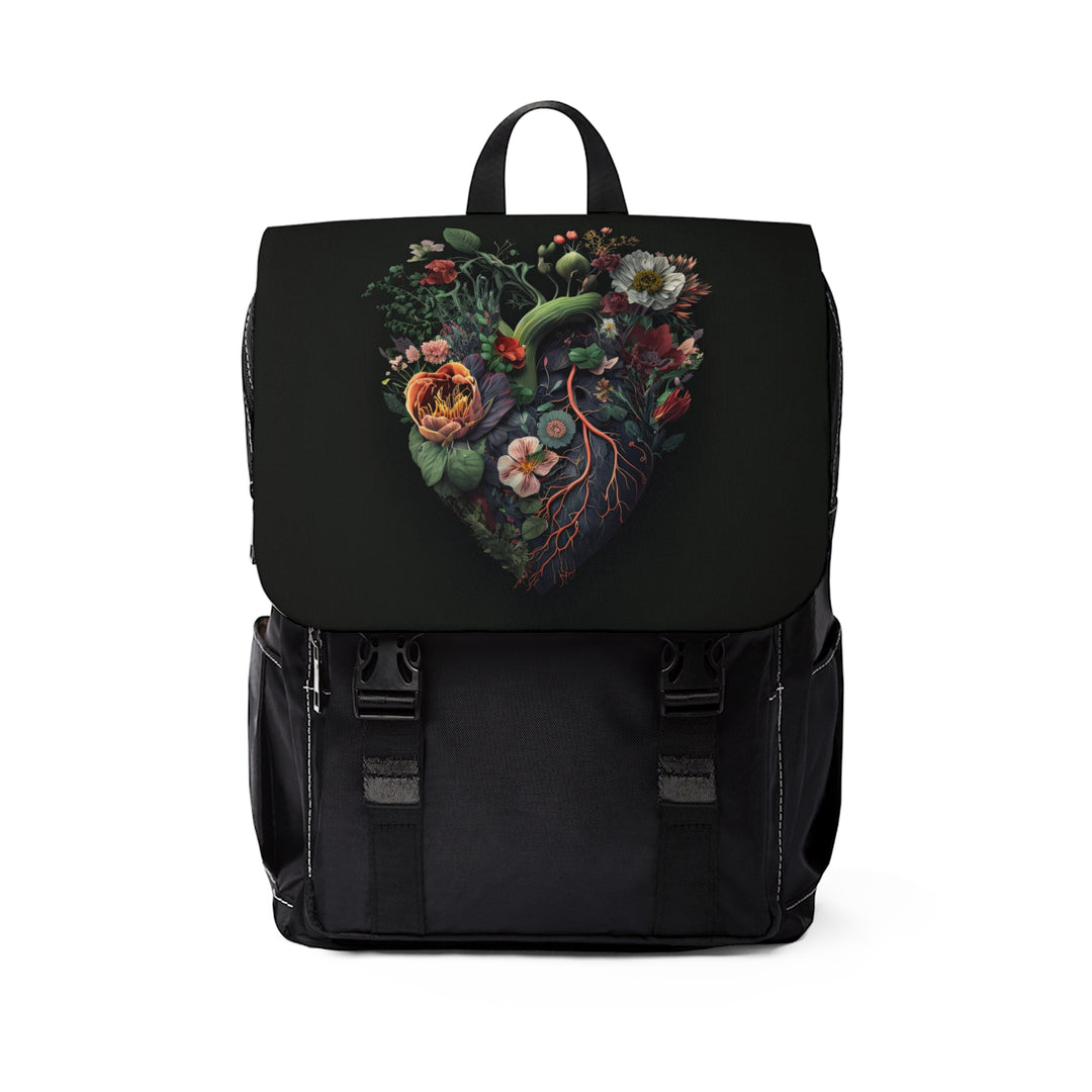 Floralpunk Heart - Unisex Casual Shoulder Backpack