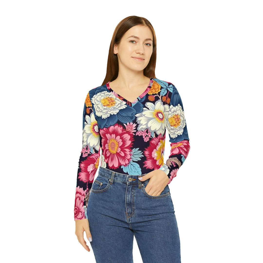 Women's Long Sleeve V-neck Shirt (AOP)