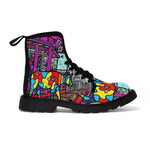 Load image into Gallery viewer, Cow Print Women&#39;s Canvas Boots, Pop Art Cartoon Cow Shoes, Classic Style Boots, Black brown Sole Boot, Rain Boot, Casual Boot, Snow Boot
