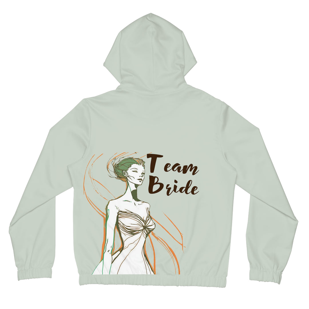 Team Bride Women's Full-Zip Hoodie with Bridesmaid Line Art and Floral Print - Womens Full-Zip Hoodie