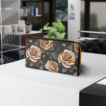 Load image into Gallery viewer, Golden Rose Clutch Wallet - Zipper Wallet , Anime Purse, cloth wallet, Gift For Her,hippie wallet, Wallet For Women, cute wallet, woman wallet
