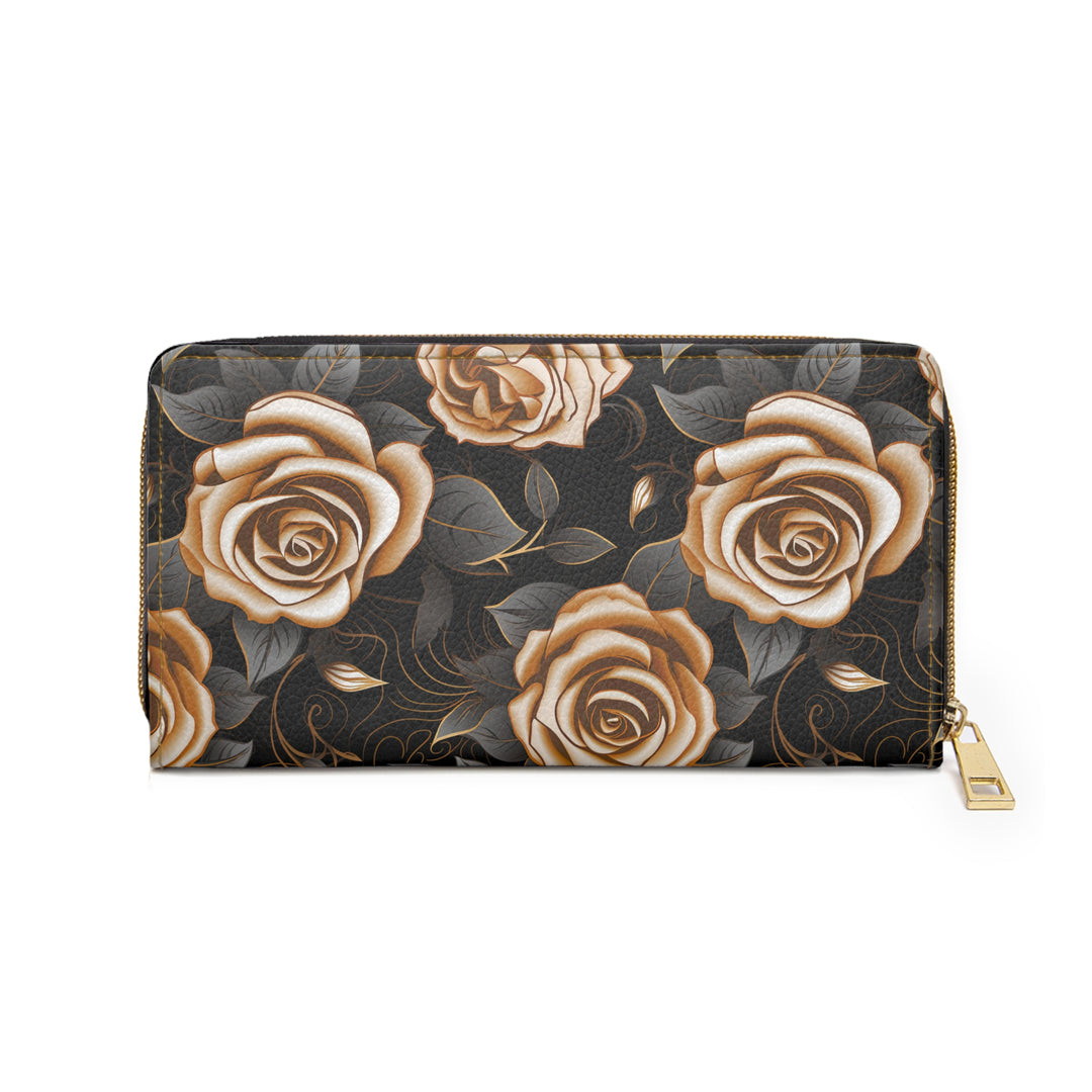 Golden Rose Clutch Wallet - Zipper Wallet , Anime Purse, cloth wallet, Gift For Her,hippie wallet, Wallet For Women, cute wallet, woman wallet