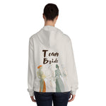 Load image into Gallery viewer, Team Bride Women&#39;s Full-Zip Hoodie with Bridesmaid Line Art and Floral Print - Womens Full-Zip Hoodie
