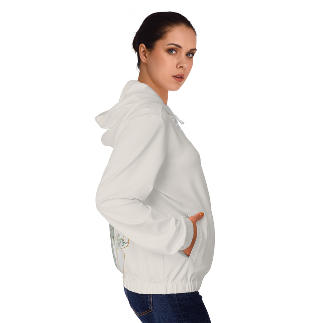 Team Bride Women's Full-Zip Hoodie with Bridesmaid Line Art and Floral Print - Womens Full-Zip Hoodie