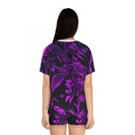 Load image into Gallery viewer, Neon Fireflies and Floral Women&#39;s Short Pajama Set- Cute Women&#39;s Short Pajama Set
