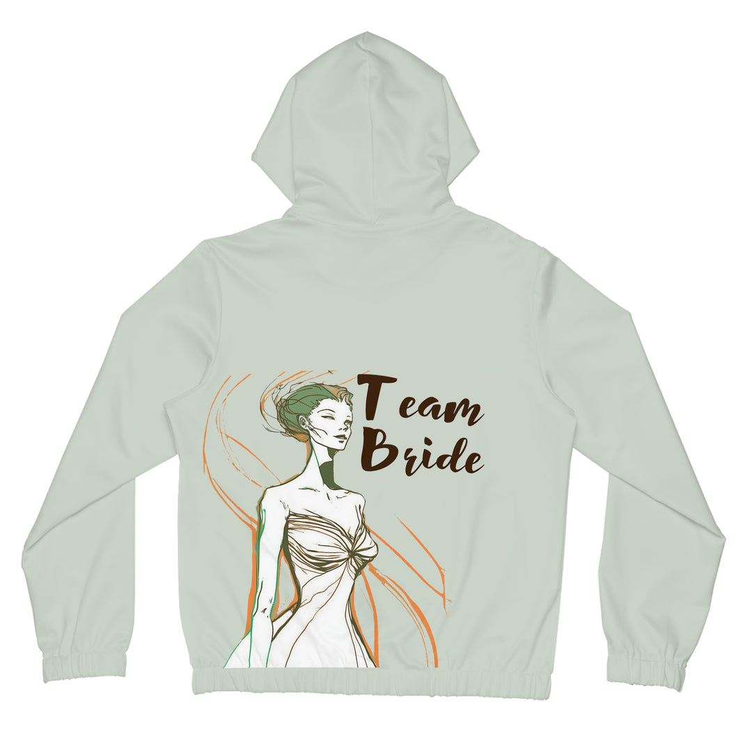 Team Bride Women's Full-Zip Hoodie with Bridesmaid Line Art and Floral Print - Womens Full-Zip Hoodie