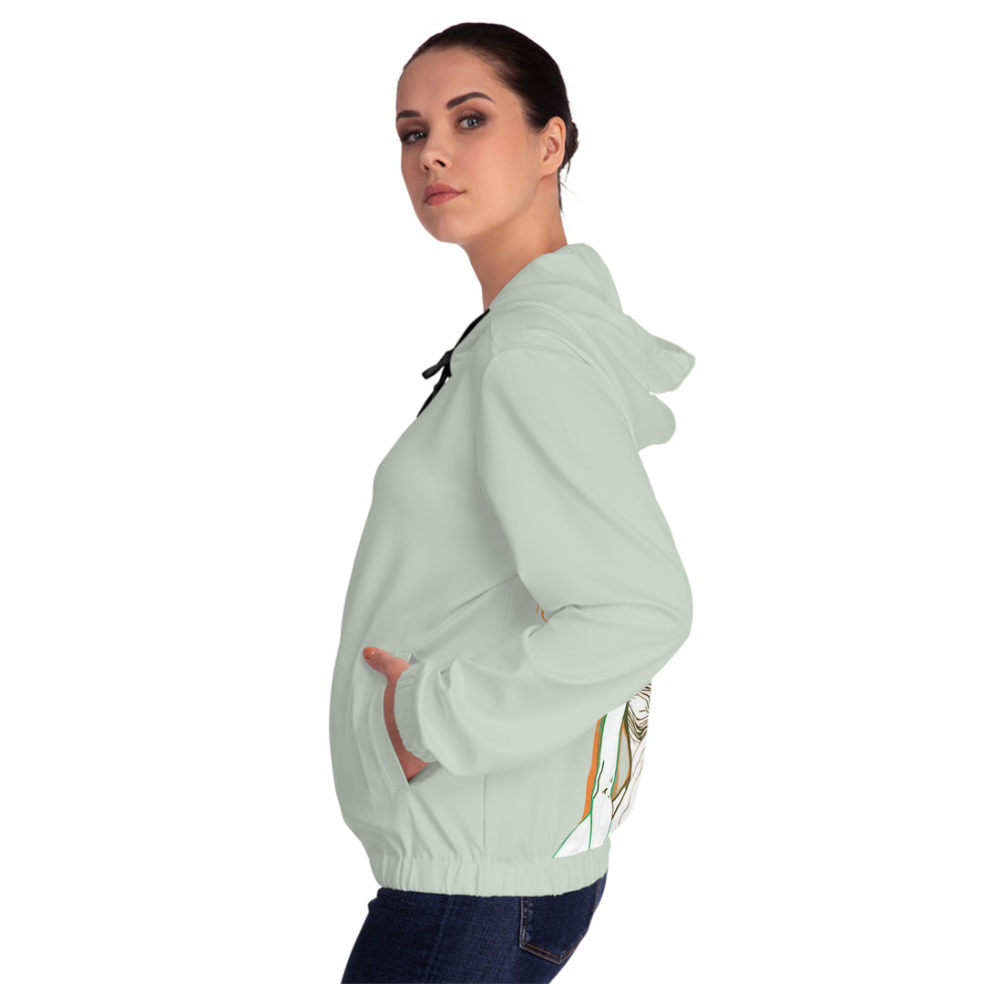 Team Bride Women's Full-Zip Hoodie with Bridesmaid Line Art and Floral Print - Womens Full-Zip Hoodie