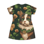 Load image into Gallery viewer, Cat-tastic St.Patrick&#39;s Day T-Shirt Dress-Cute Cats t-Shirt dress, St paddys cat shirt, irish cat mom tee, Shamrock Cats, St pattys cats
