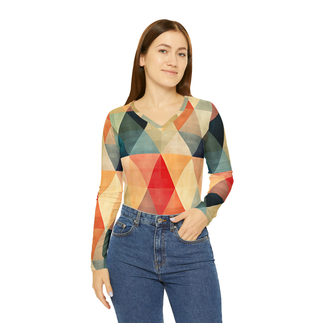 Women's Long Sleeve V-neck Shirt (AOP)