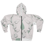 Load image into Gallery viewer, Boho Chic Unisex Zip Hoodie with Man&#39;s Face Line Drawing - Comfort Color, Mental Health Hoodie
