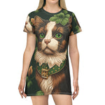 Load image into Gallery viewer, Cat-tastic St.Patrick&#39;s Day T-Shirt Dress-Cute Cats t-Shirt dress, St paddys cat shirt, irish cat mom tee, Shamrock Cats, St pattys cats
