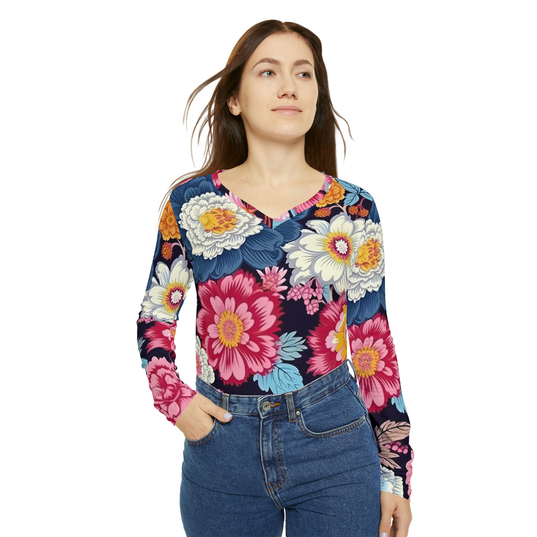 Women's Long Sleeve V-neck Shirt (AOP)