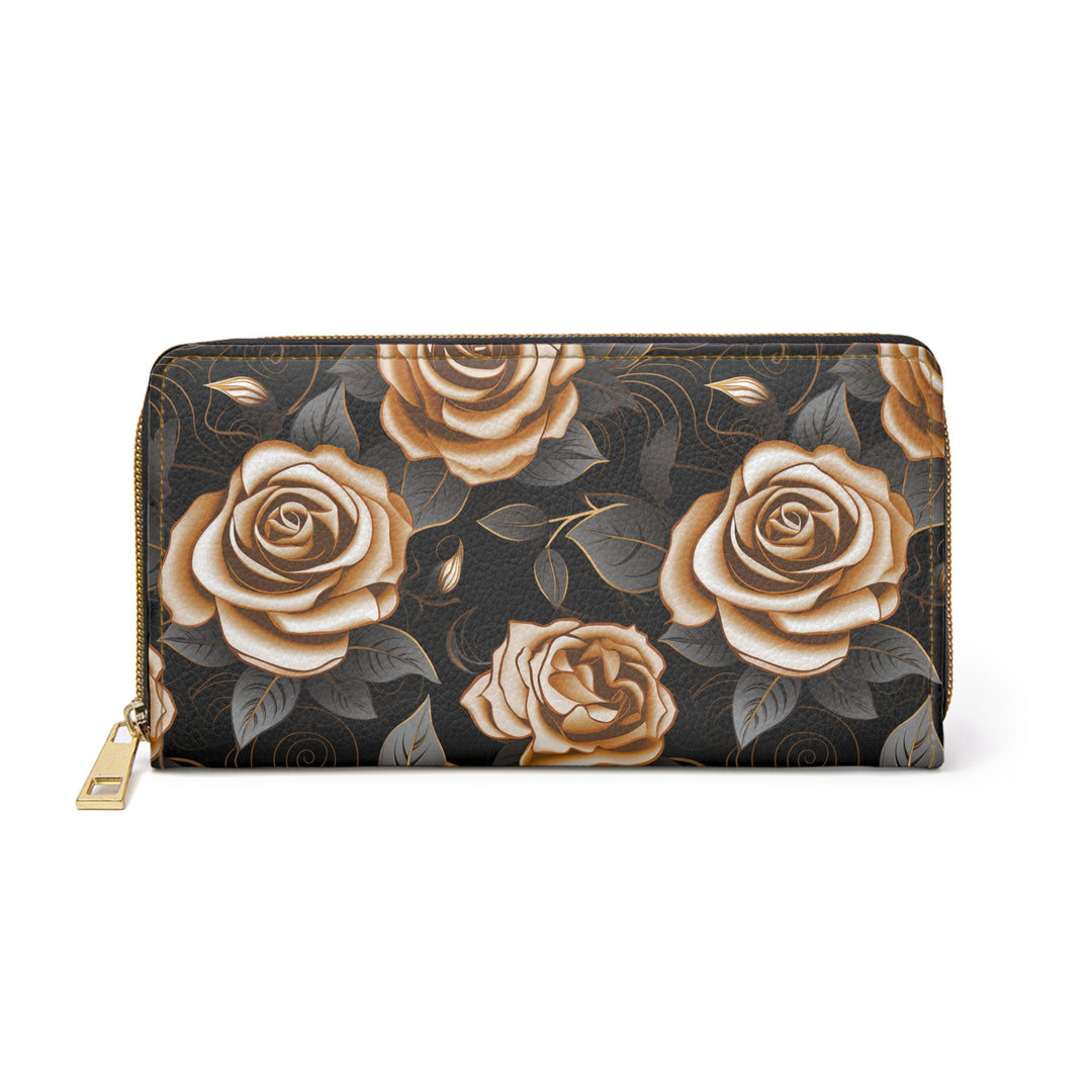 Golden Rose Clutch Wallet - Zipper Wallet , Anime Purse, cloth wallet, Gift For Her,hippie wallet, Wallet For Women, cute wallet, woman wallet