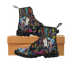 Load image into Gallery viewer, Cow Print Women&#39;s Canvas Boots, Pop Art Cartoon Cow Shoes, Classic Style Boots, Black brown Sole Boot, Rain Boot, Casual Boot, Snow
