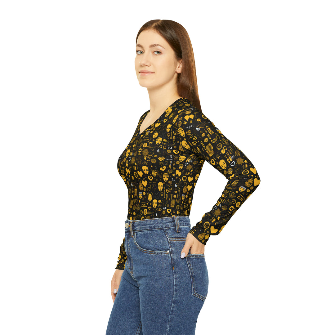 Women's Long Sleeve V-neck Shirt (AOP)