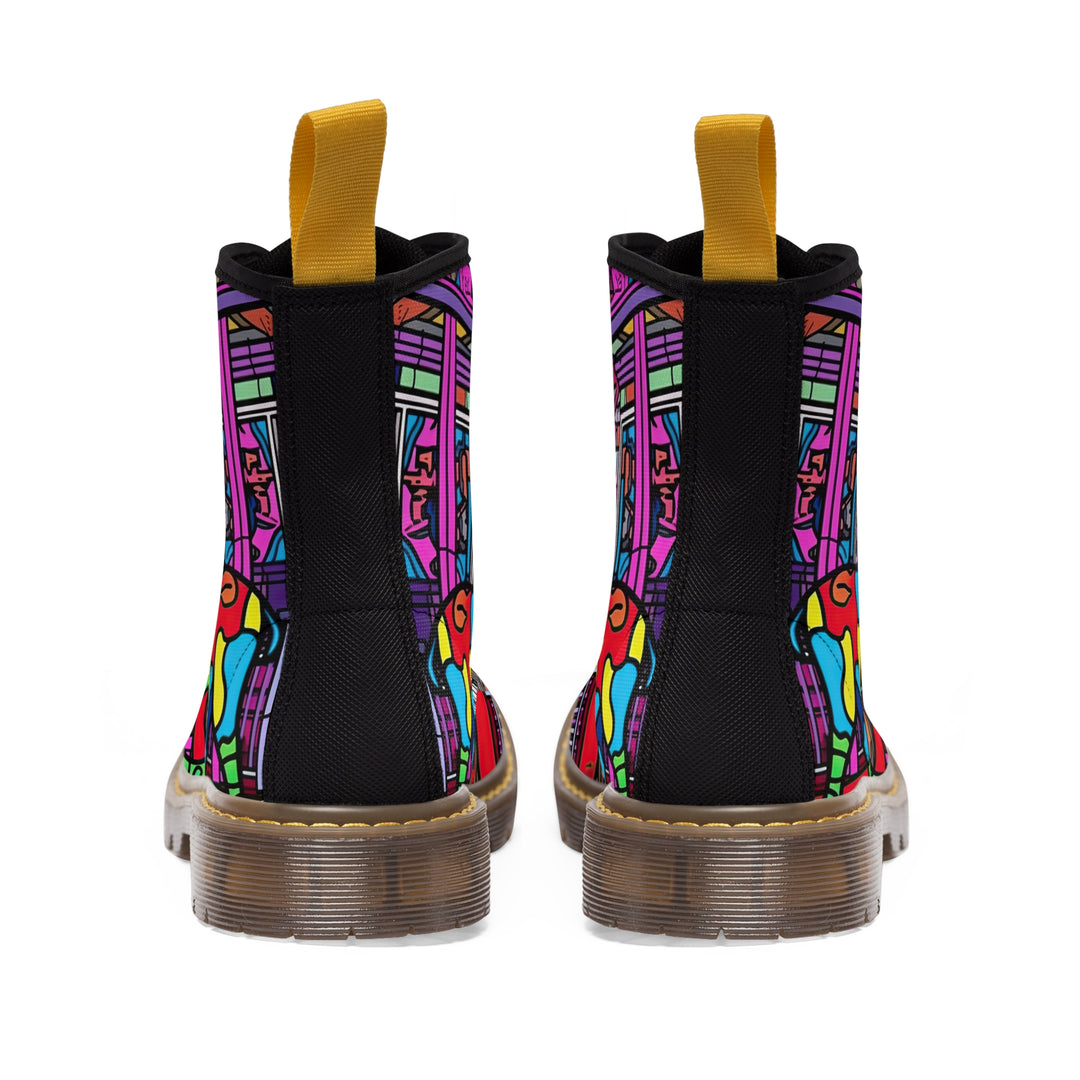 Cow Print Women's Canvas Boots, Pop Art Cartoon Cow Shoes, Classic Style Boots, Black brown Sole Boot, Rain Boot, Casual Boot, Snow Boot