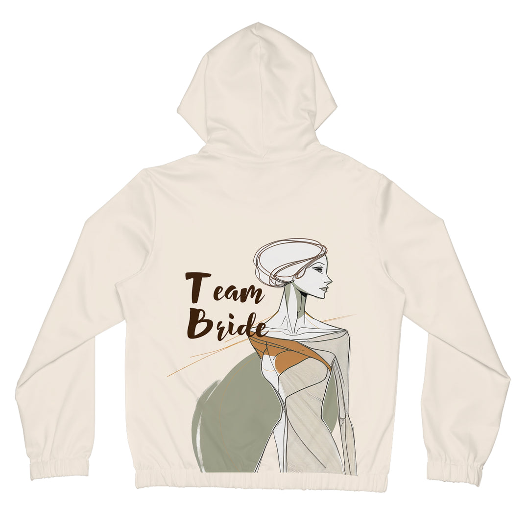 Team Bride Women's Full-Zip Hoodie with Bridesmaid Line Art and Floral Print - Womens Full-Zip Hoodie