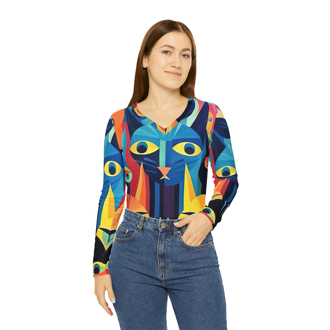 Women's Long Sleeve V-neck Shirt (AOP)