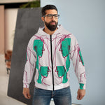 Load image into Gallery viewer, Boho Chic Unisex Zip Hoodie with Man&#39;s Face Line Drawing - Comfort Color, Mental Health Hoodie
