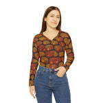 Load image into Gallery viewer, Women&#39;s Long Sleeve V-neck Shirt (AOP)
