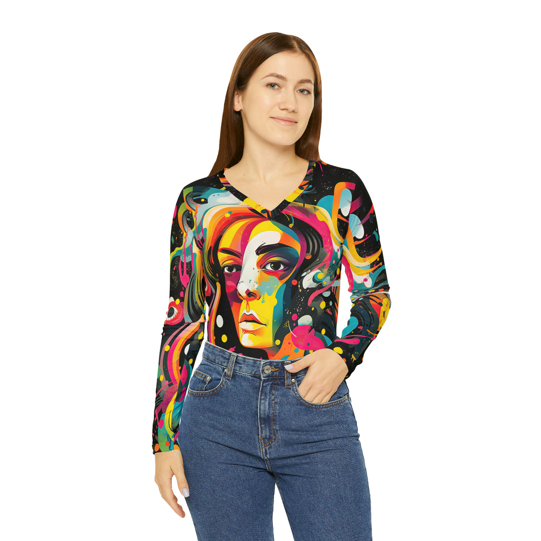 Women's Long Sleeve V-neck Shirt (AOP)