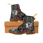 Load image into Gallery viewer, Cow Print Women&#39;s Canvas Boots, Pop Art Cartoon Cow Shoes, Classic Style Boots, Black brown Sole Boot, Rain Boot, Casual Boot, Snow
