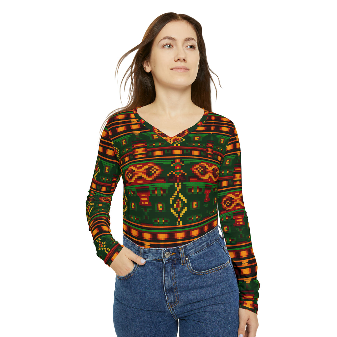 Women's Long Sleeve V-neck Shirt (AOP)