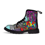 Load image into Gallery viewer, Cow Print Women&#39;s Canvas Boots, Pop Art Cartoon Cow Shoes, Classic Style Boots, Black brown Sole Boot, Rain Boot, Casual Boot, Snow Boot
