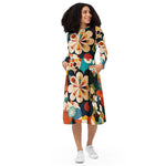 Load image into Gallery viewer, All-over print long sleeve midi dress
