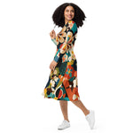 Load image into Gallery viewer, All-over print long sleeve midi dress
