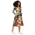 Load image into Gallery viewer, All-over print long sleeve midi dress
