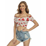 Load image into Gallery viewer, All-Over Print Women&#39;s One-shoulder Off-the-navel Short Sleeve T-shirt
