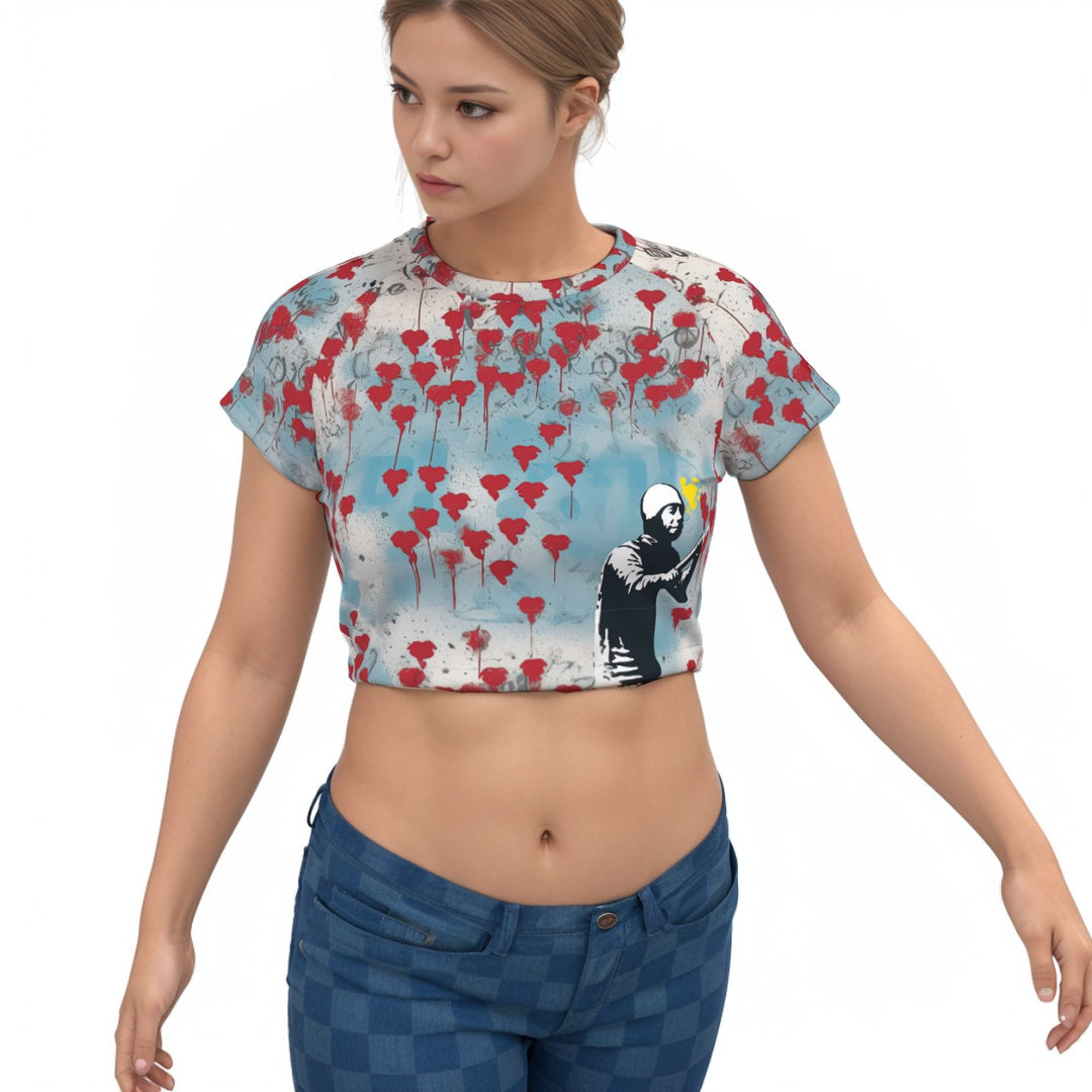 All-Over Print Women's Raglan Cropped T-shirt