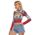 Load image into Gallery viewer, All-Over Print Women&#39;s Hollow Chest Keyhole Tight Crop Top
