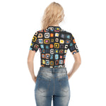 Load image into Gallery viewer, All-Over Print Women&#39;s Short Sleeve T-shirt With Two-way Zipper
